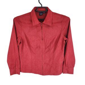 Womens Red Sonoma Life Style Jacket Full Zip100% Polyester Long Sleeve Size L